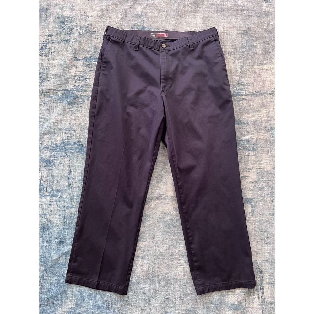 Lee Custom Fit Collection Blue Flat Front Slacks 38 x 30